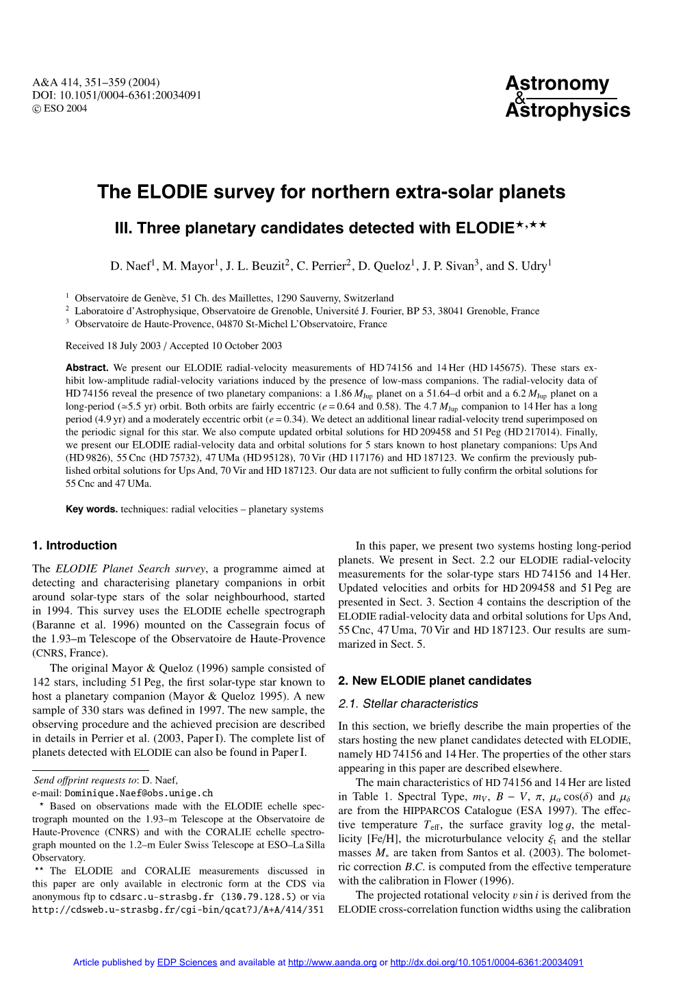 The ELODIE Survey for Northern Extra-Solar Planets