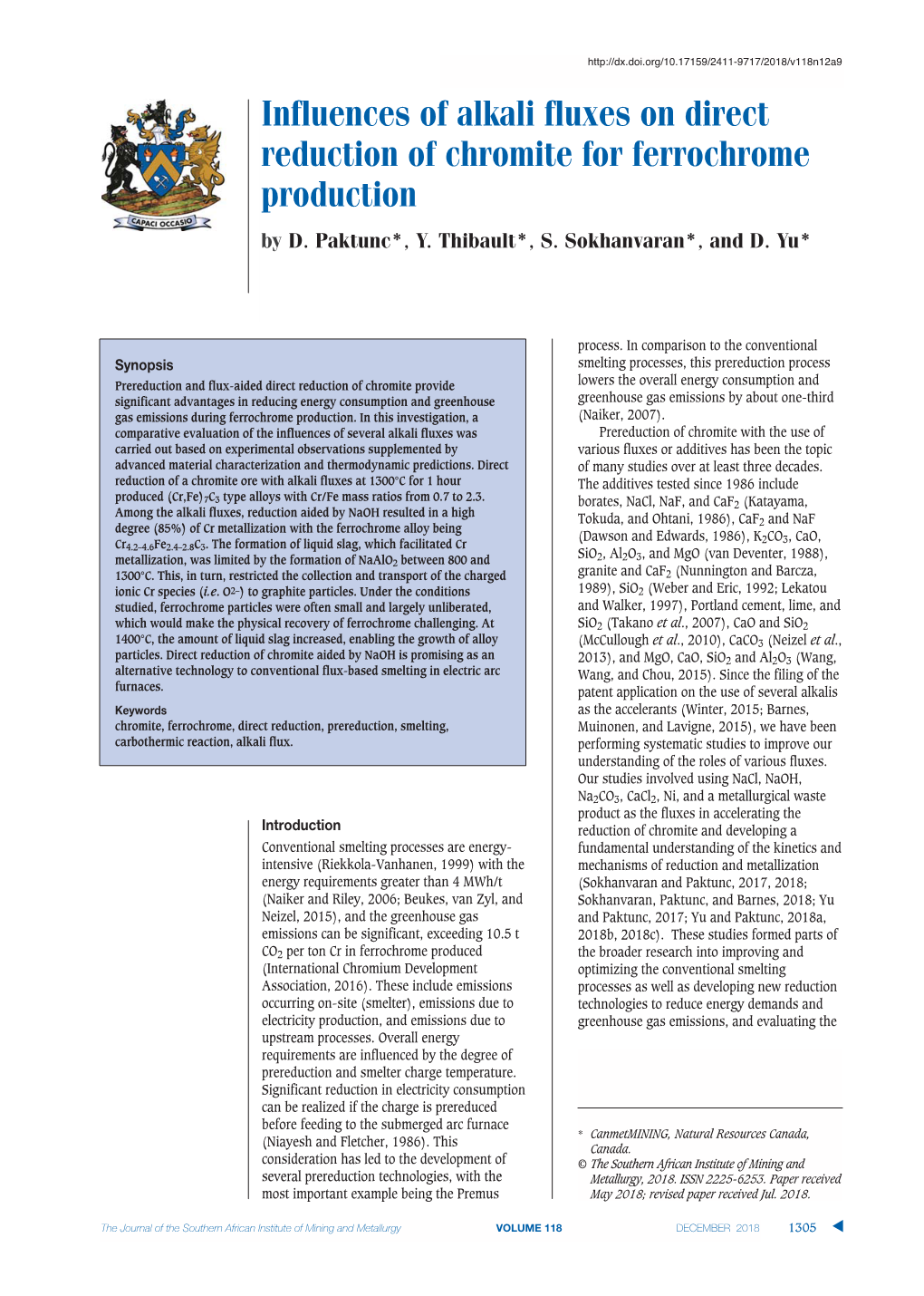 Influences of Alkali Fluxes on Direct Reduction of Chromite for Ferrochrome Production by D