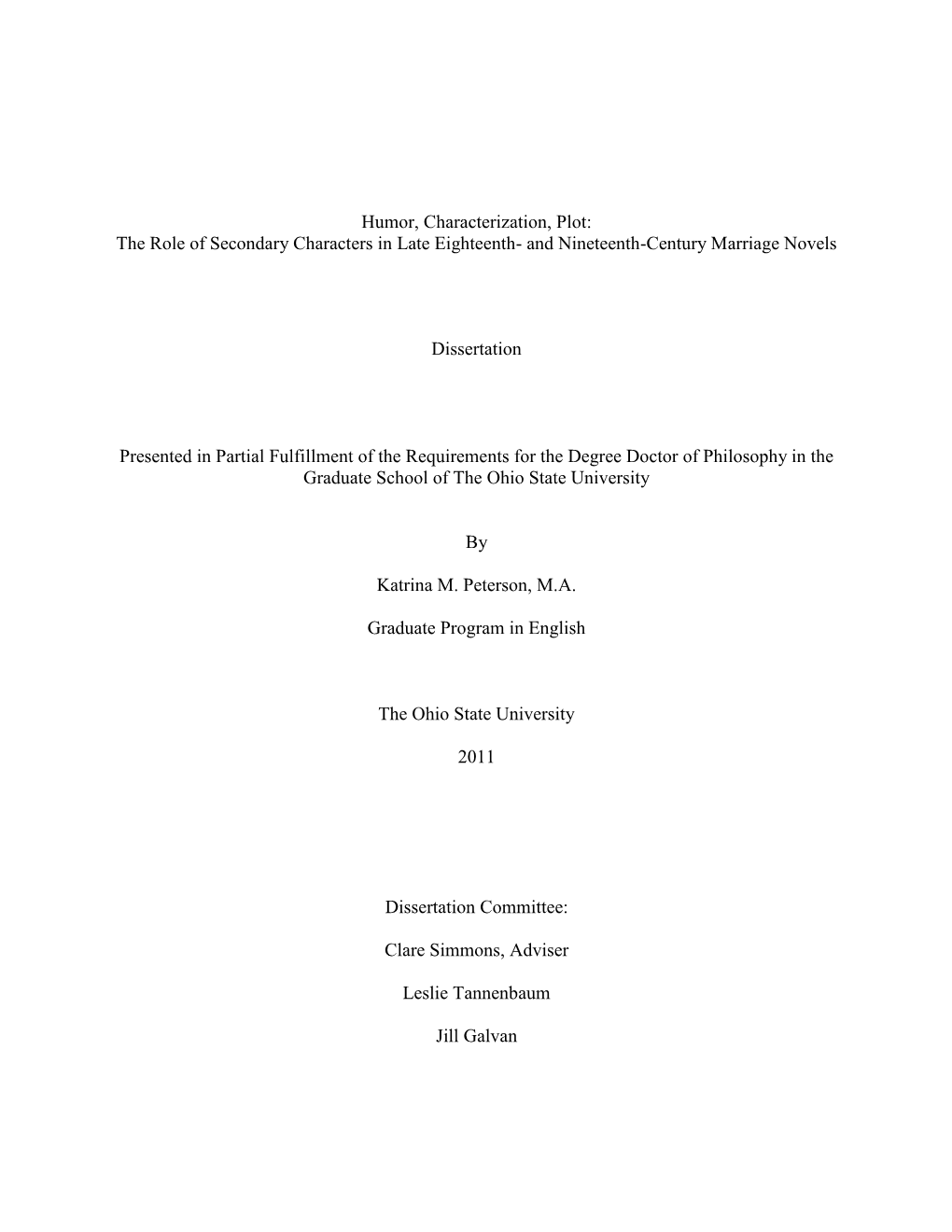 Humor, Characterization, Plot: the Role of Secondary Characters in Late Eighteenth- and Nineteenth-Century Marriage Novels