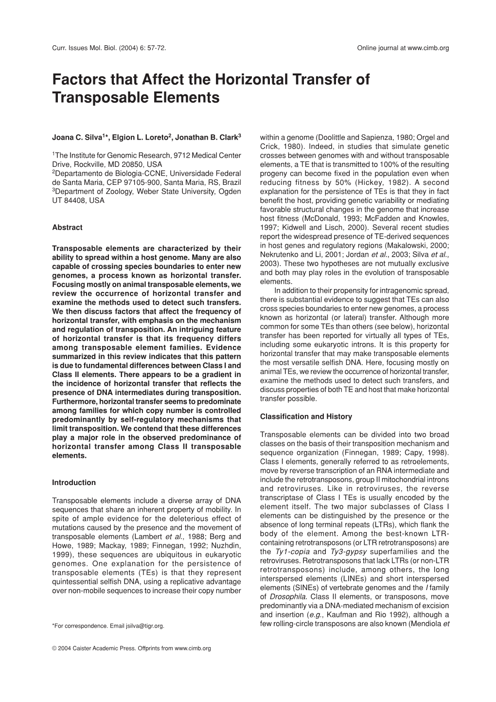 Factors That Affect the Horizontal Transfer of Transposable Elements