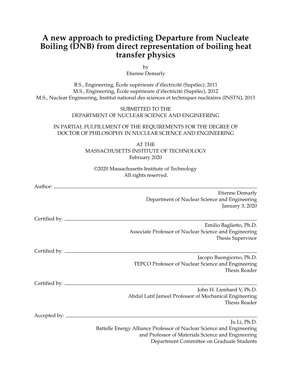 A New Approach to Predicting Departure from Nucleate Boiling (DNB) from Direct Representation of Boiling Heat Transfer Physics