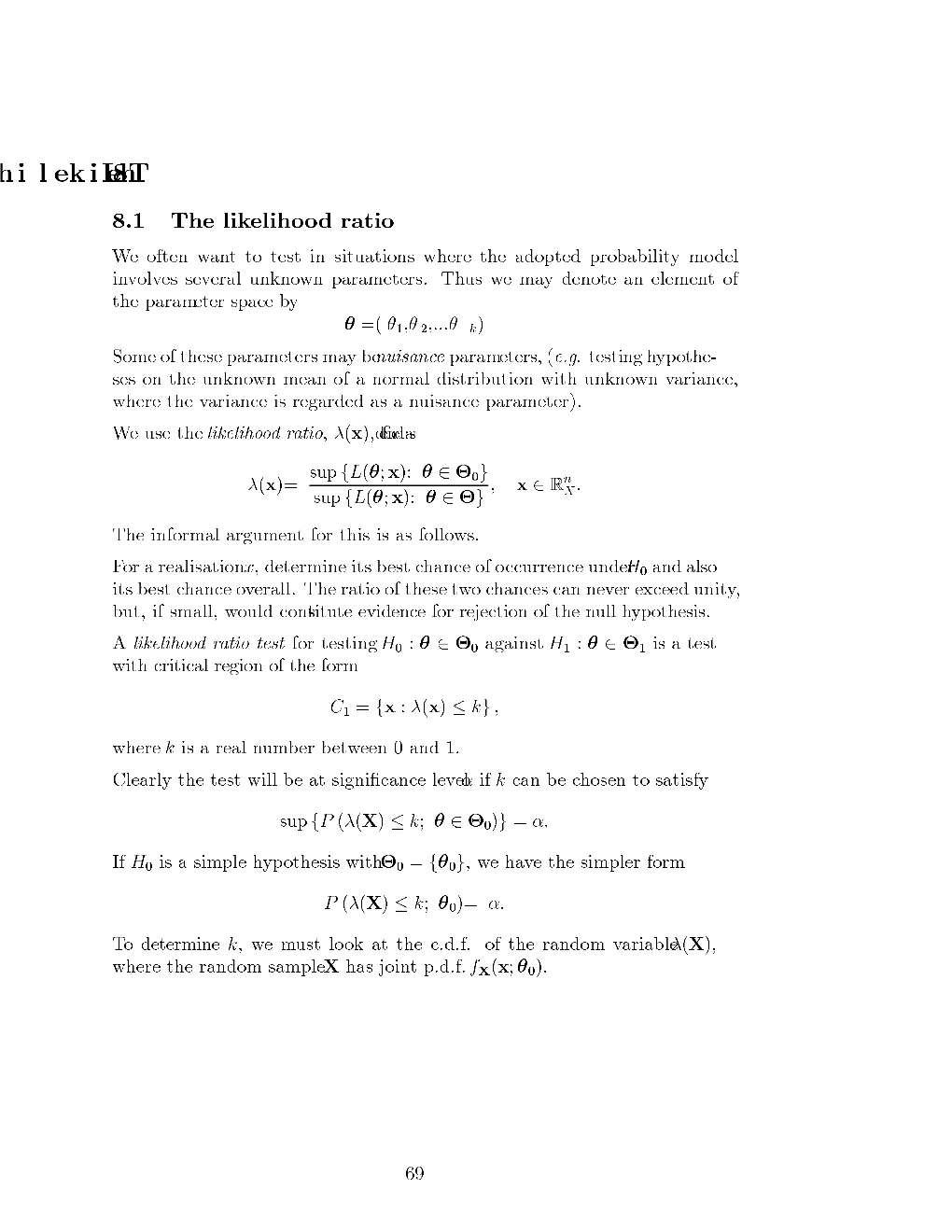 8 the Likelihood Ratio Test