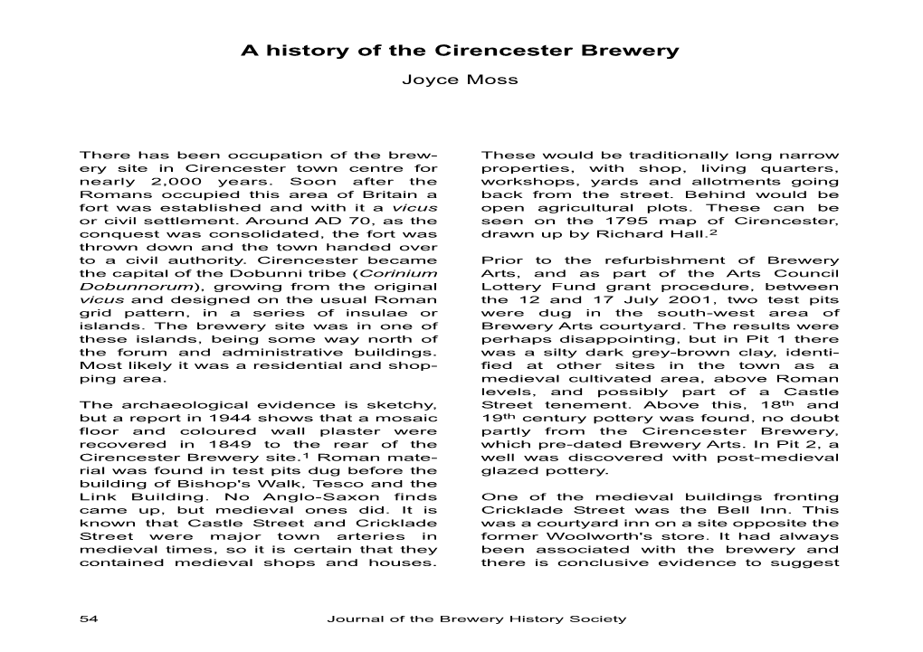 A History of the Cirencester Brewery