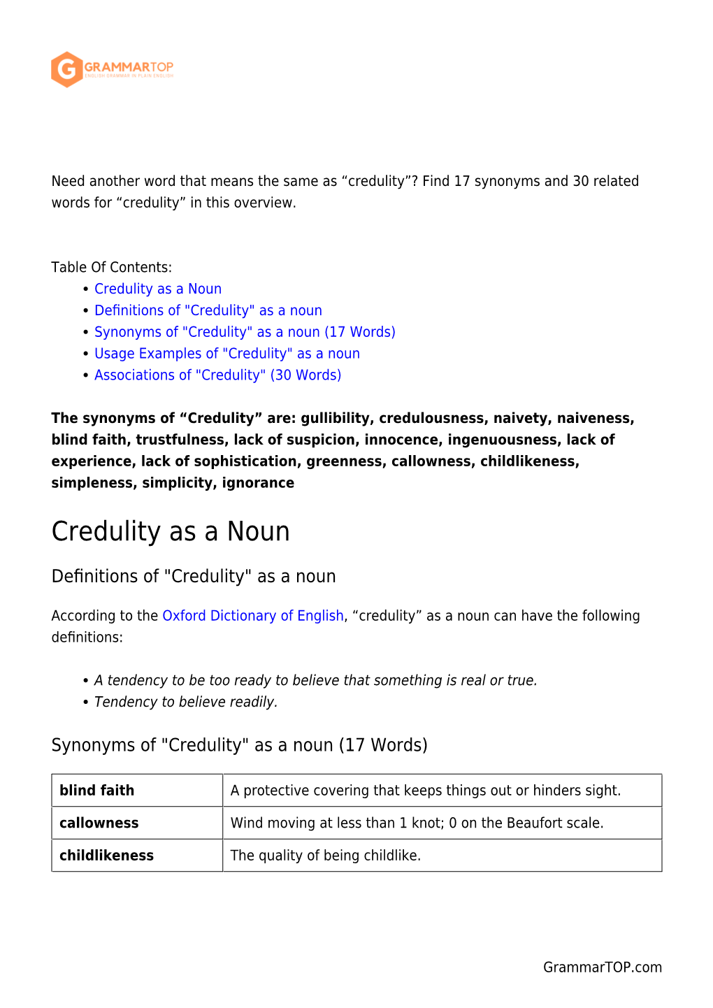 Credulity”? Find 17 Synonyms and 30 Related Words for “Credulity” in This Overview