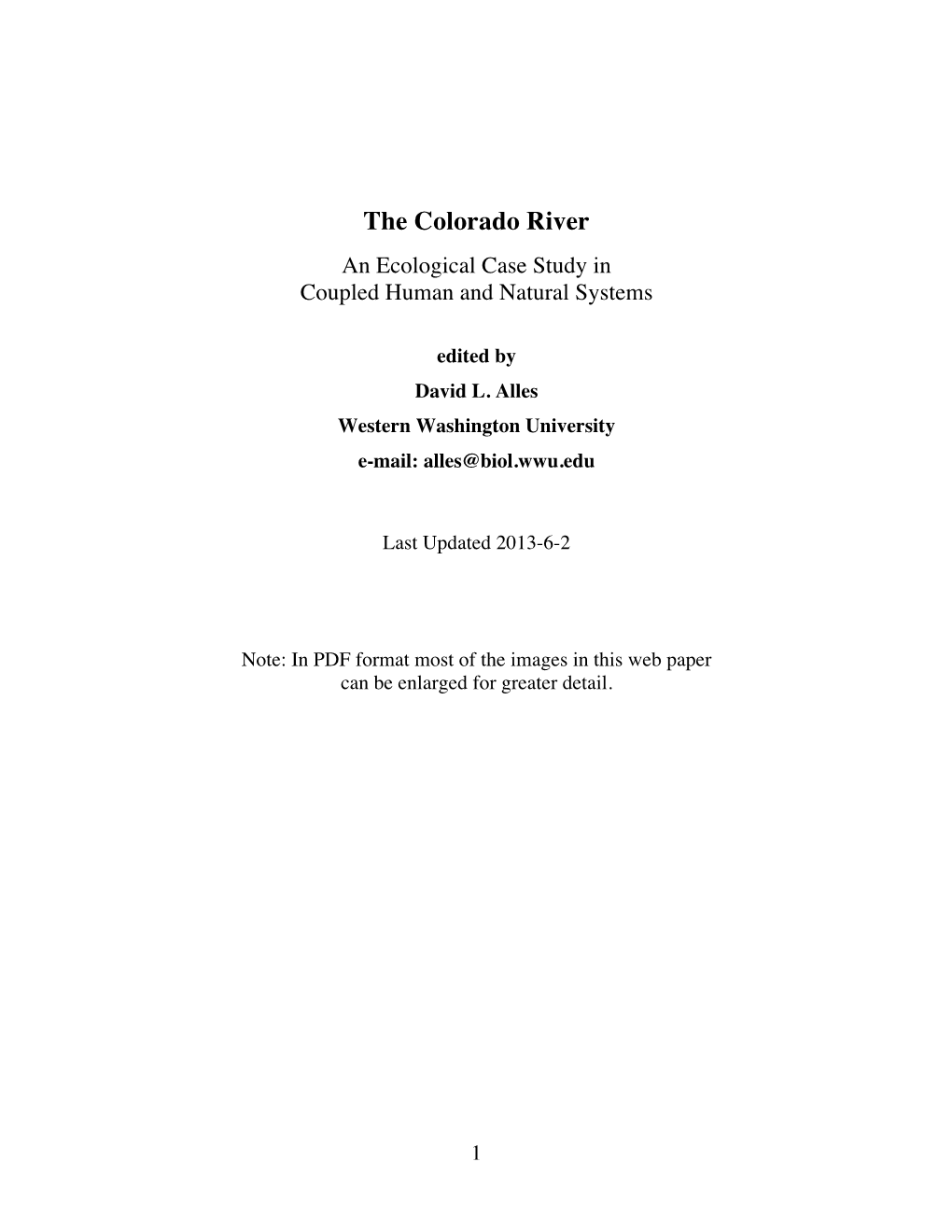 The Colorado River an Ecological Case Study in Coupled Human and Natural Systems