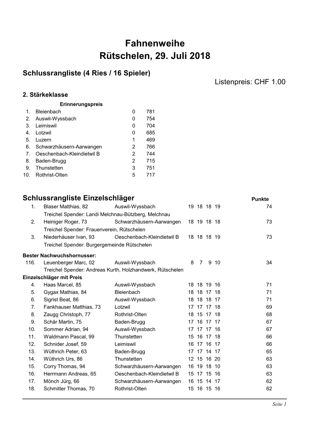 Fahnenweihe Rütschelen, 29. Juli 2018