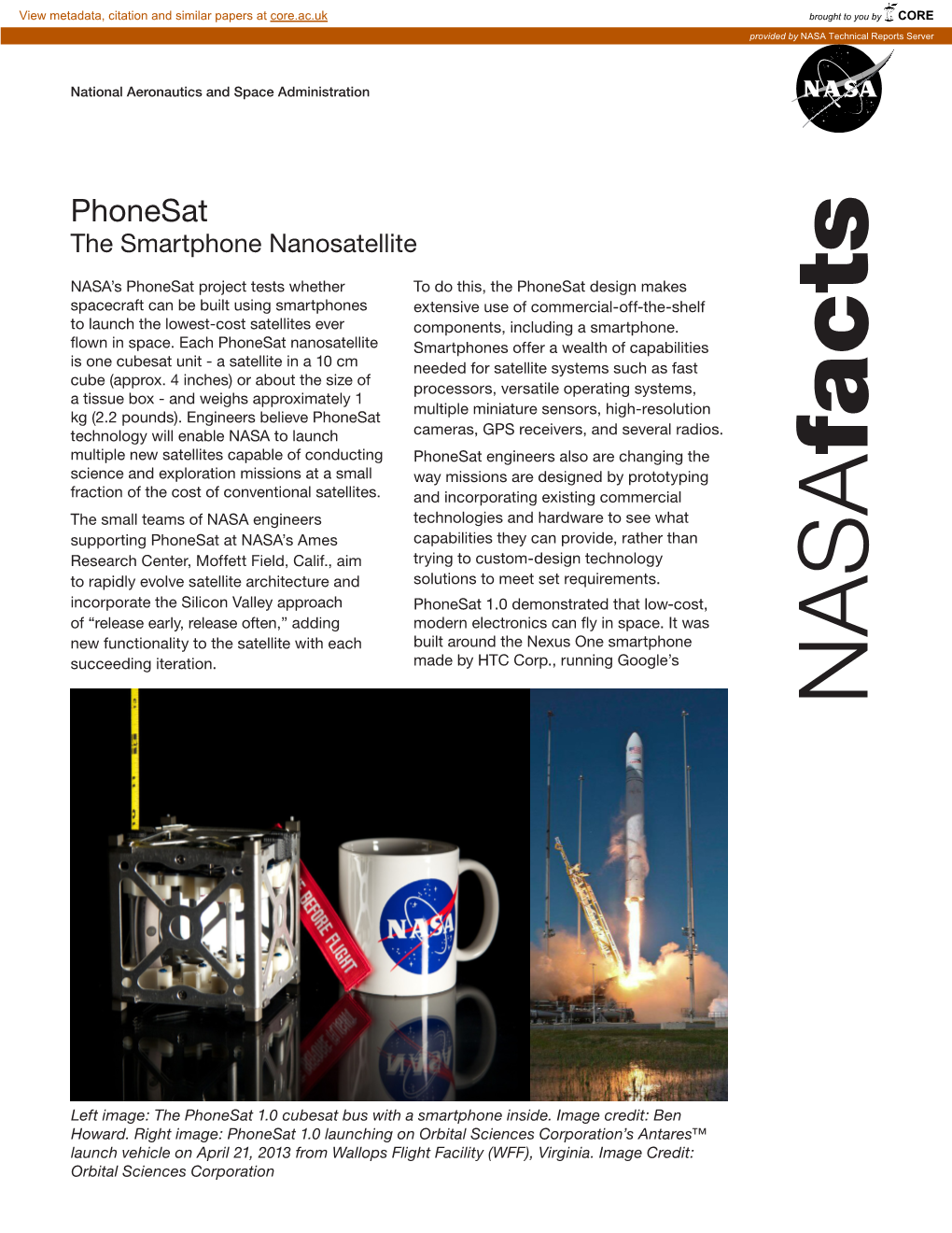 Phonesat the Smartphone Nanosatellite