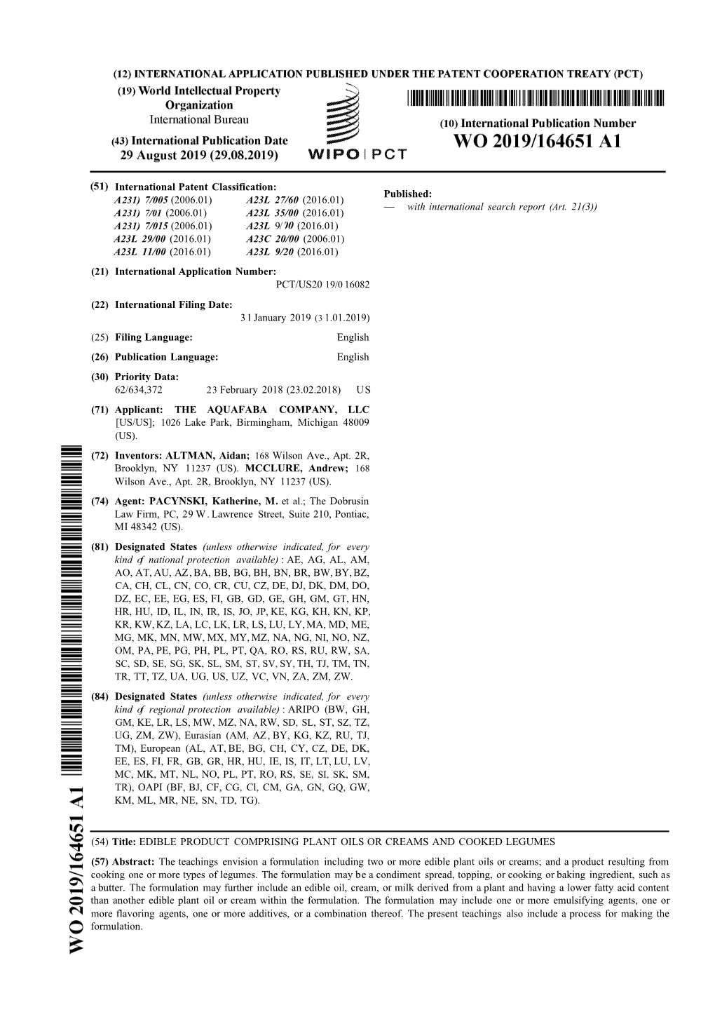 (2006.01) A23L 9/ (2016.01) (21) International Application Number