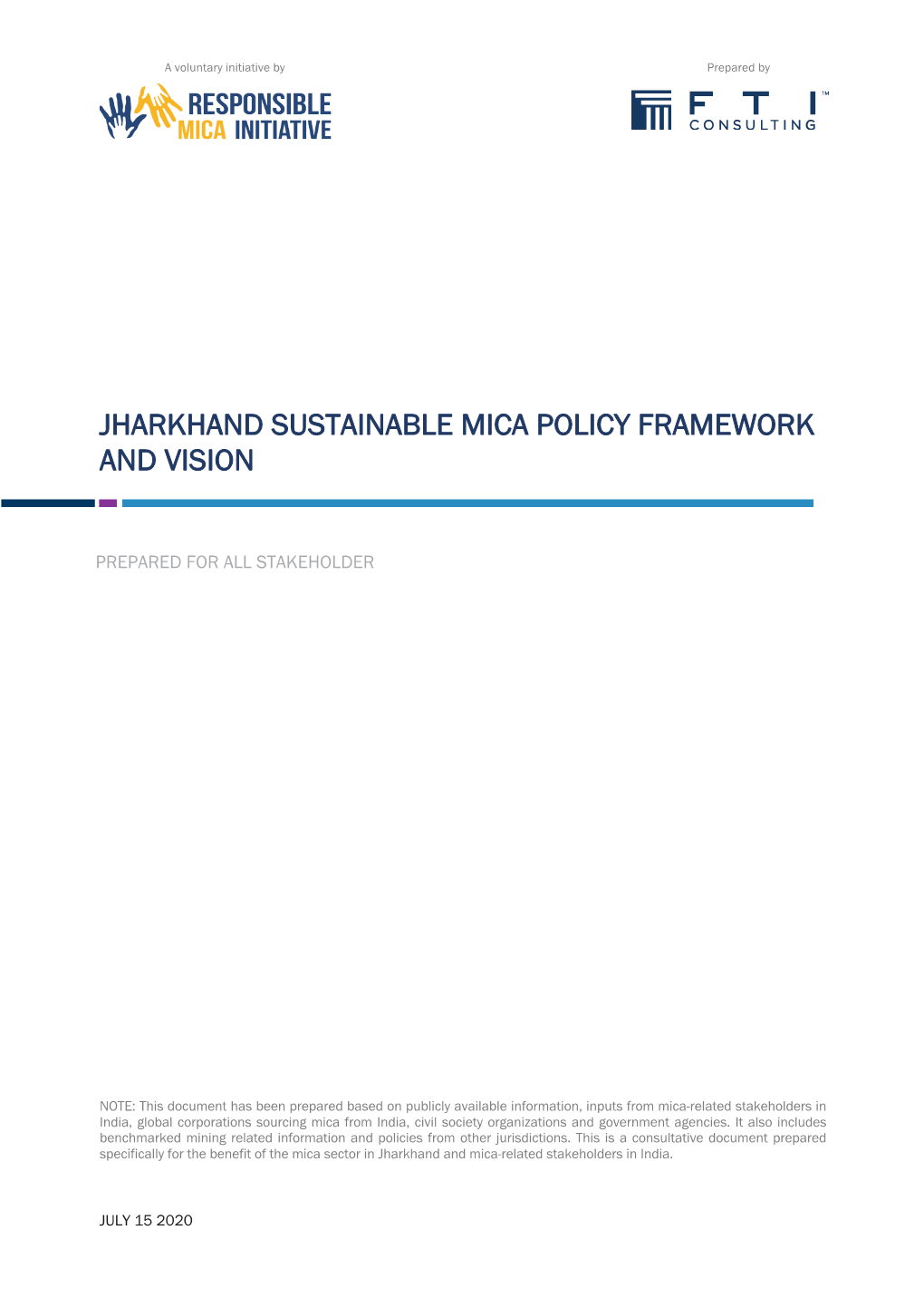 Jharkhand Sustainable Mica Policy Framework and Vision