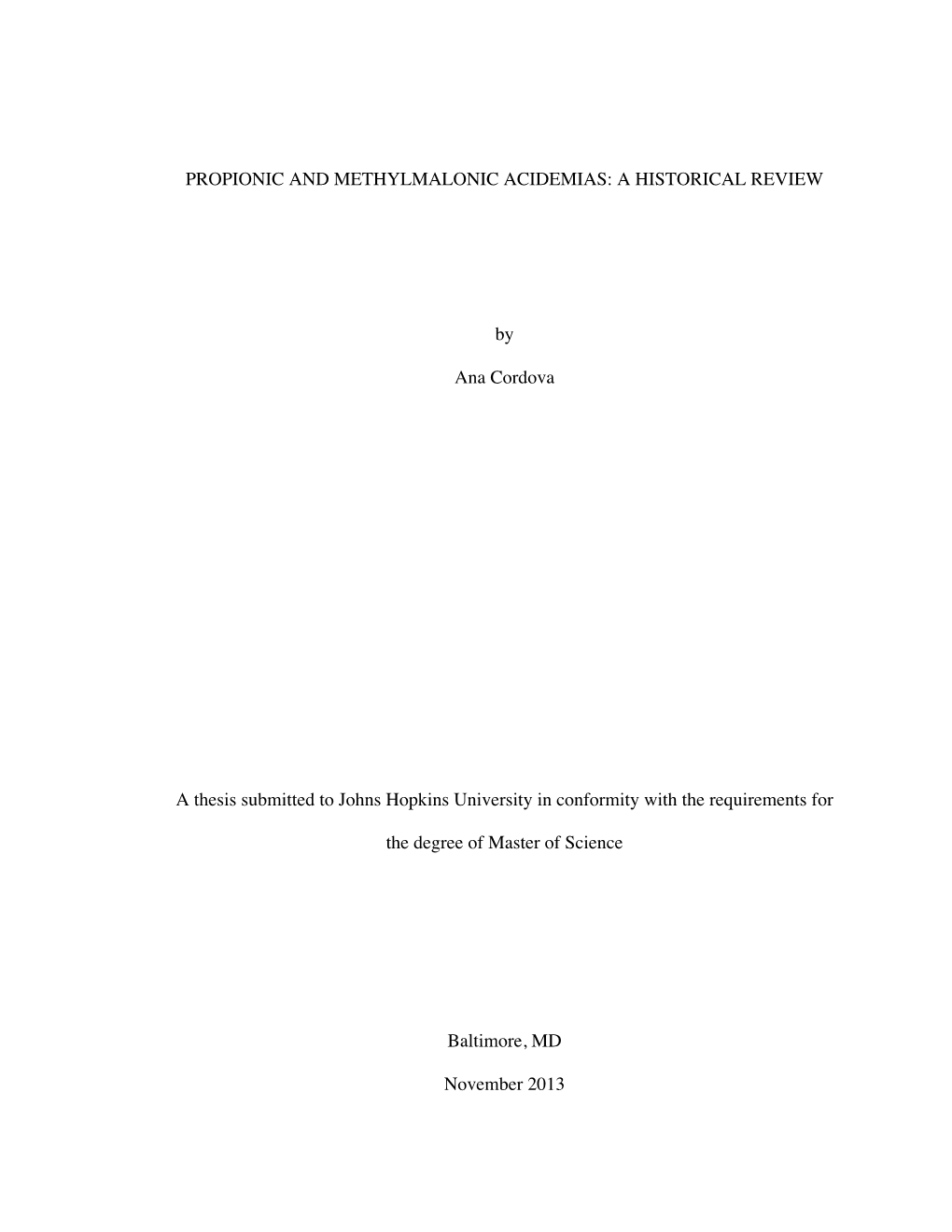 Ii PROPIONIC and METHYLMALONIC