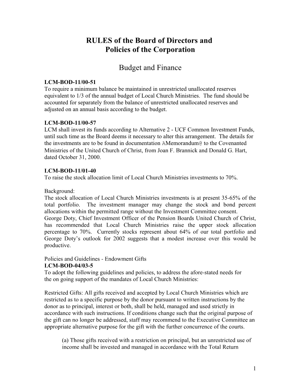 RULES of the Board of Directors And