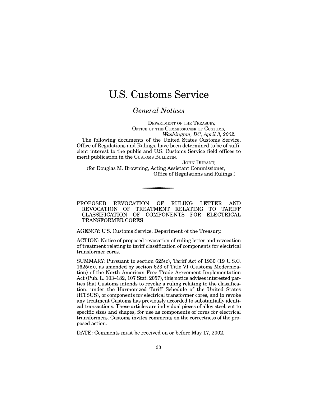 U.S. Customs Service