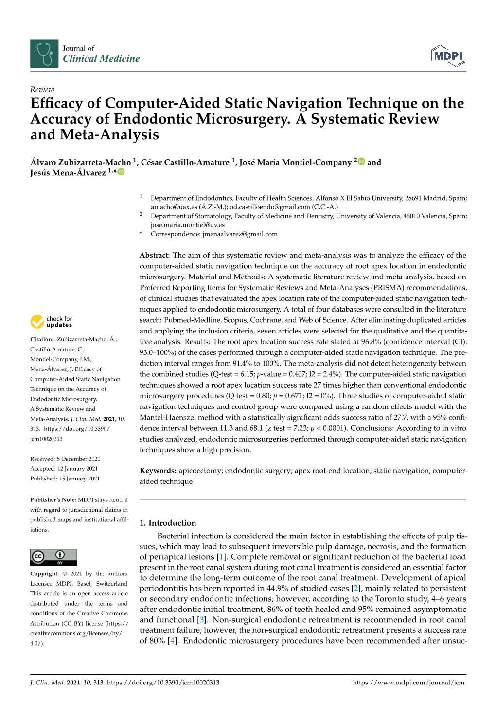 Efficacy of Computer-Aided Static Navigation Technique On