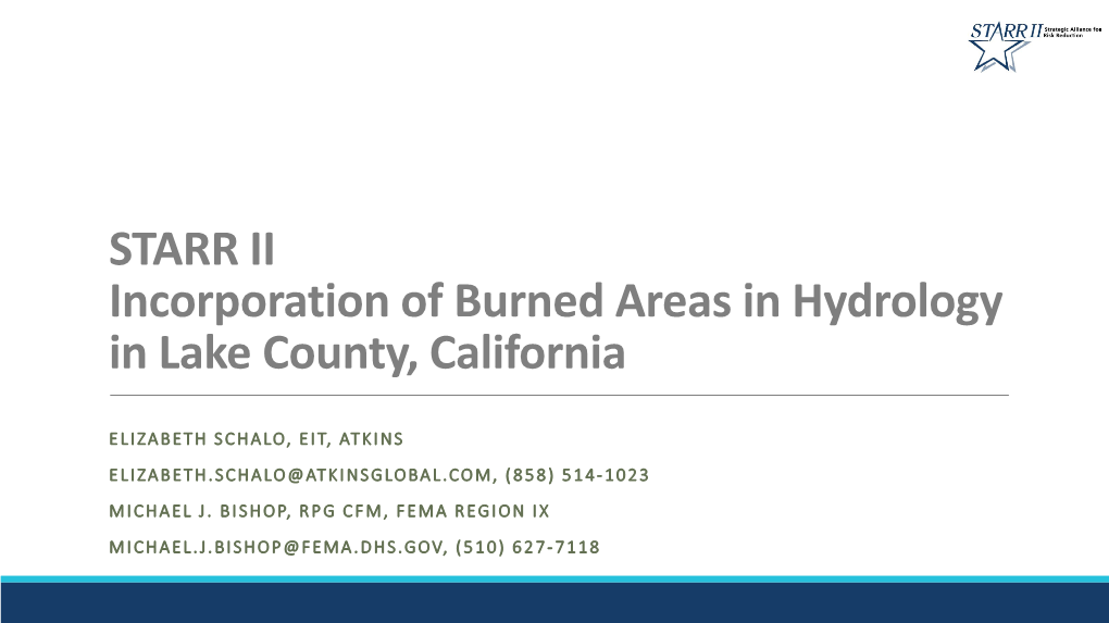 STARR II Incorporation of Burned Areas in Hydrology in Lake County, California