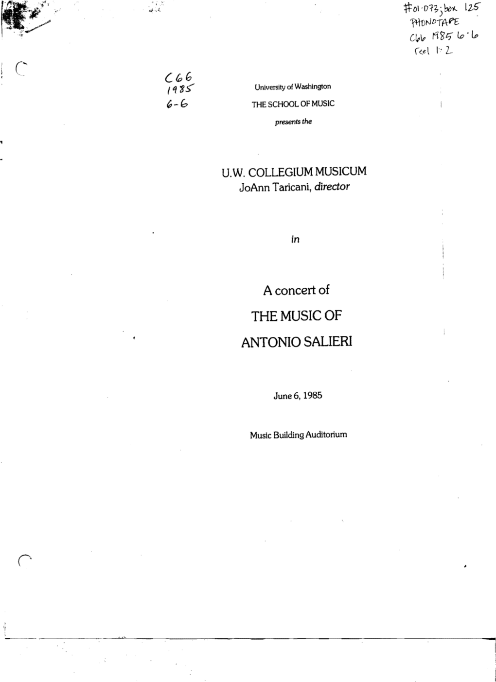 The Music of Antonio Salieri