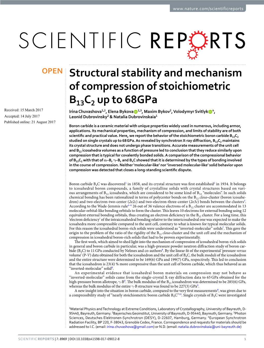 Structural Stability and Mechanism of Compression Of