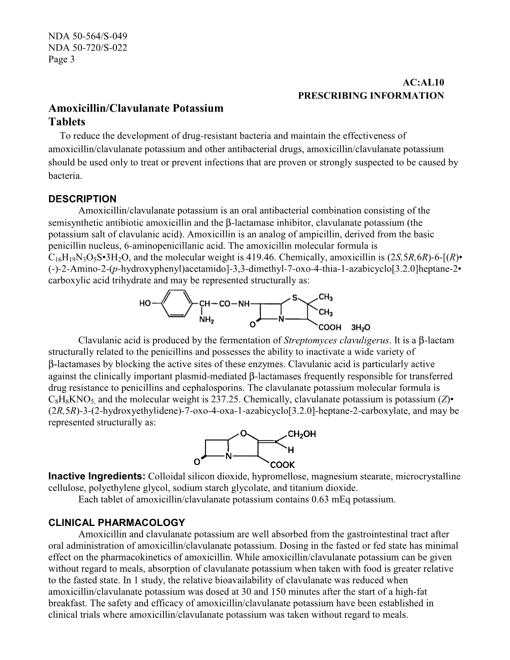 Amoxicillin/Clavulanate Potassium Tablets