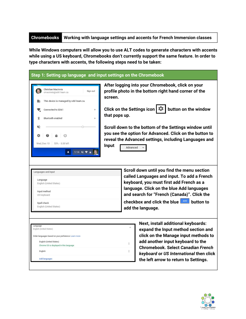 Accents on Chromebooks for French Immersion Classes