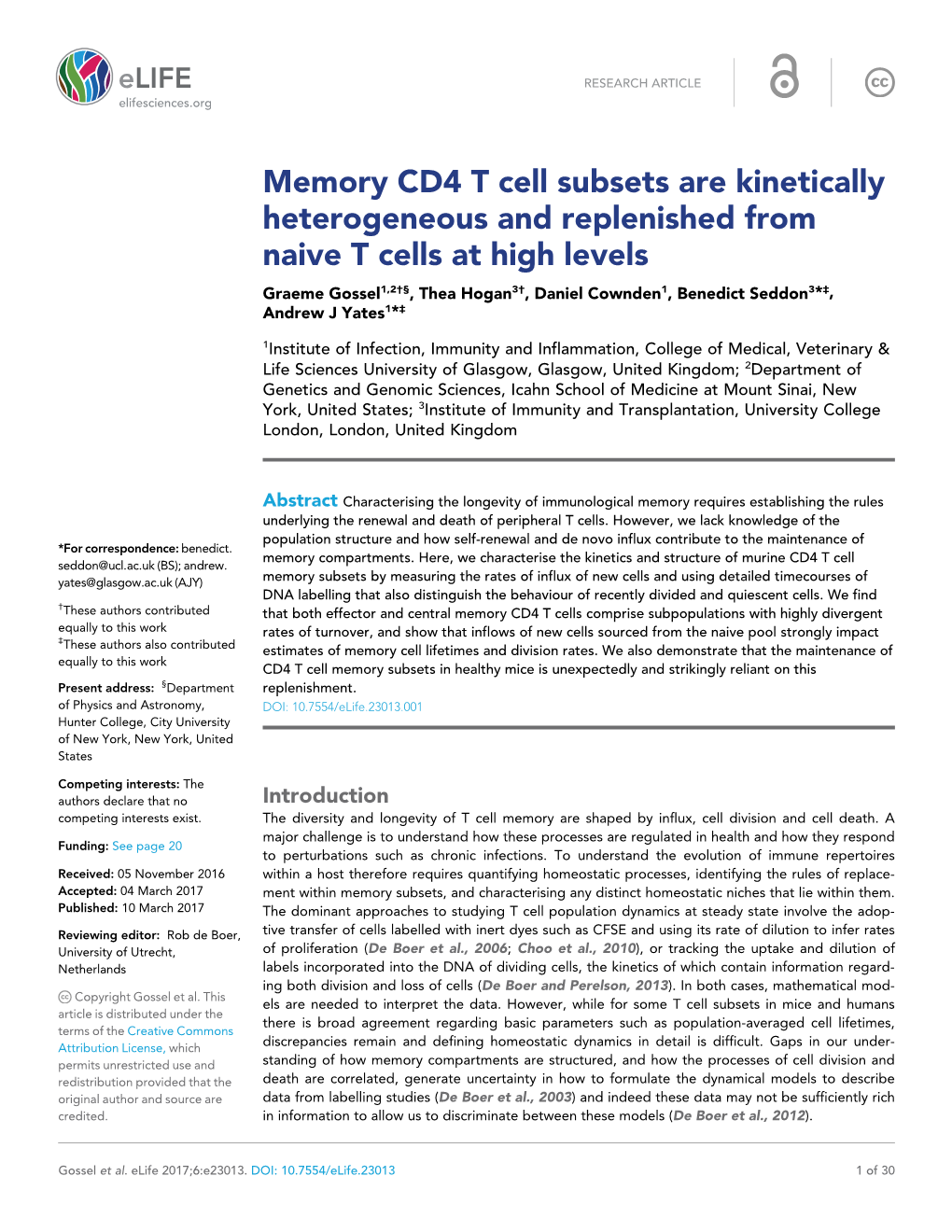 Memory CD4 T Cell Subsets Are Kinetically Heterogeneous