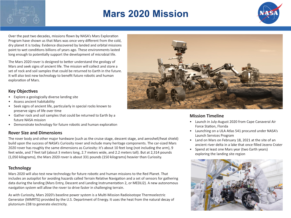 Mars 2020 Mission