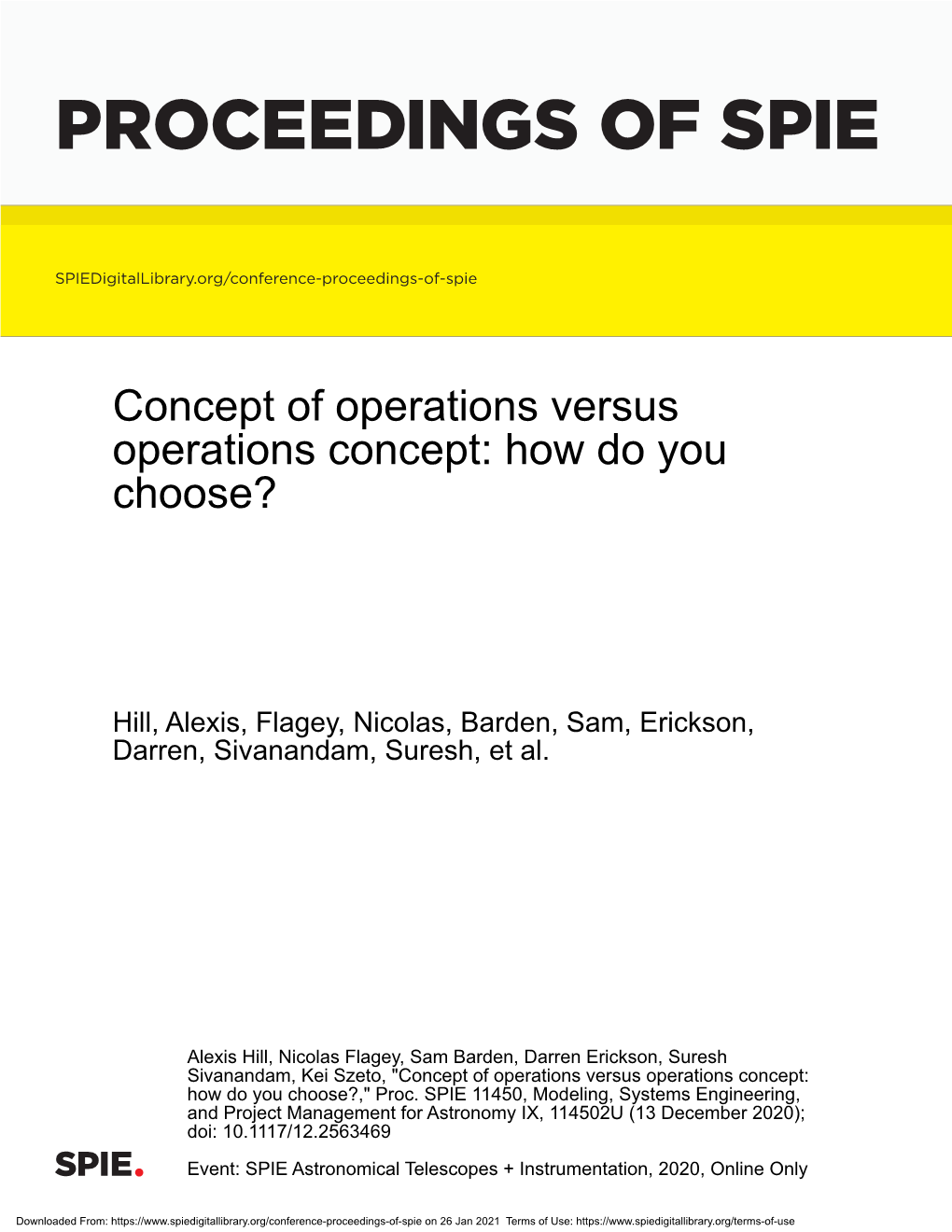 Concept of Operations Versus Operations Concept: How Do You Choose?