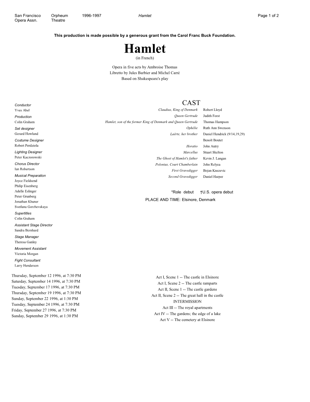 Hamlet Page 1 of 2 Opera Assn