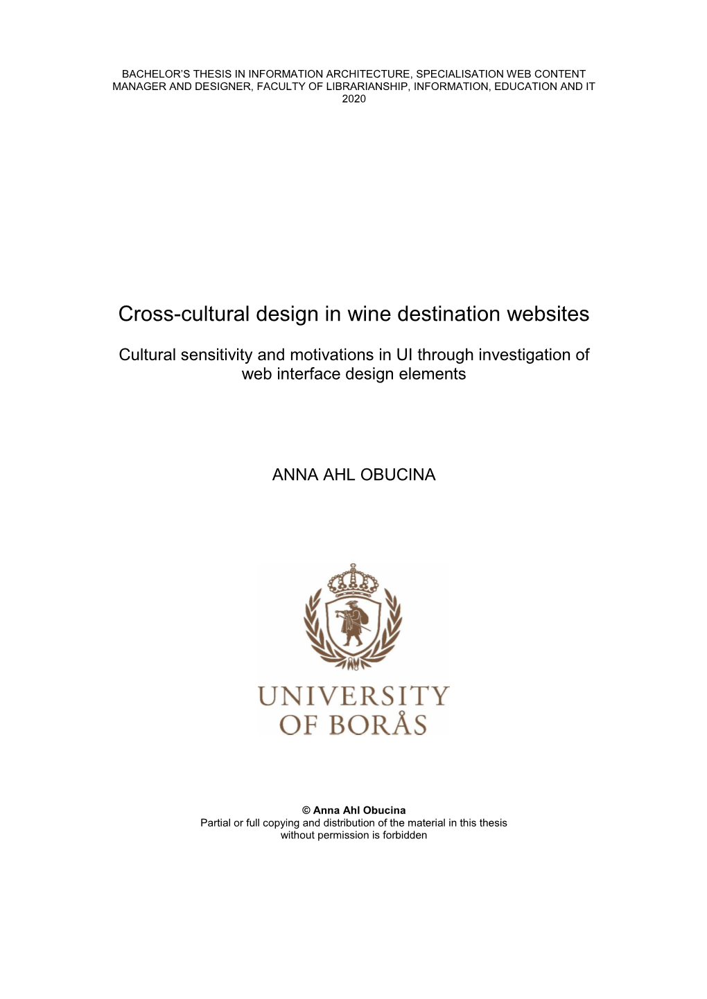 Cross-Cultural Design in Wine Destination Websites