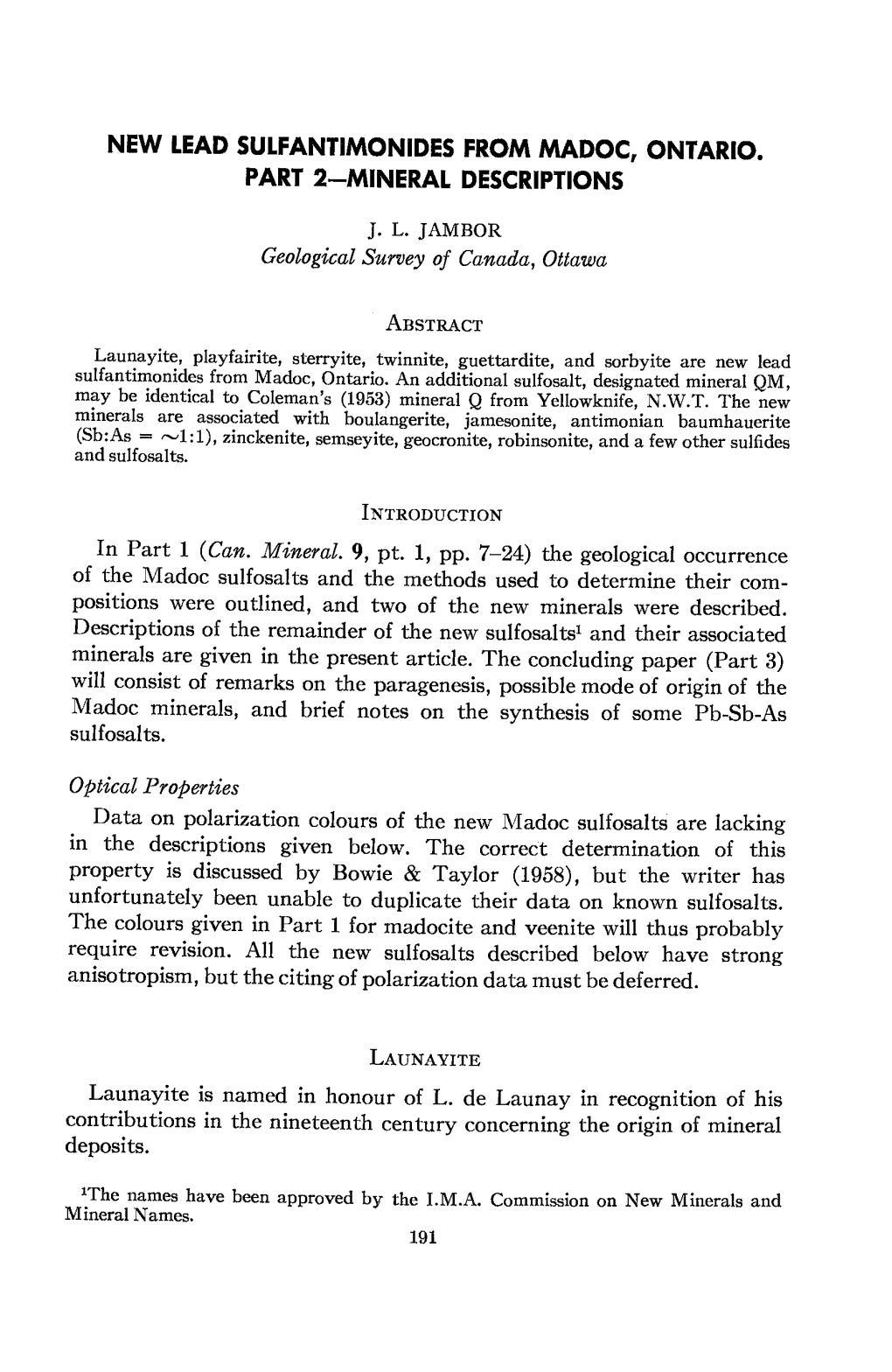 New Lead Sulfantimonides from Madoc, Ontario