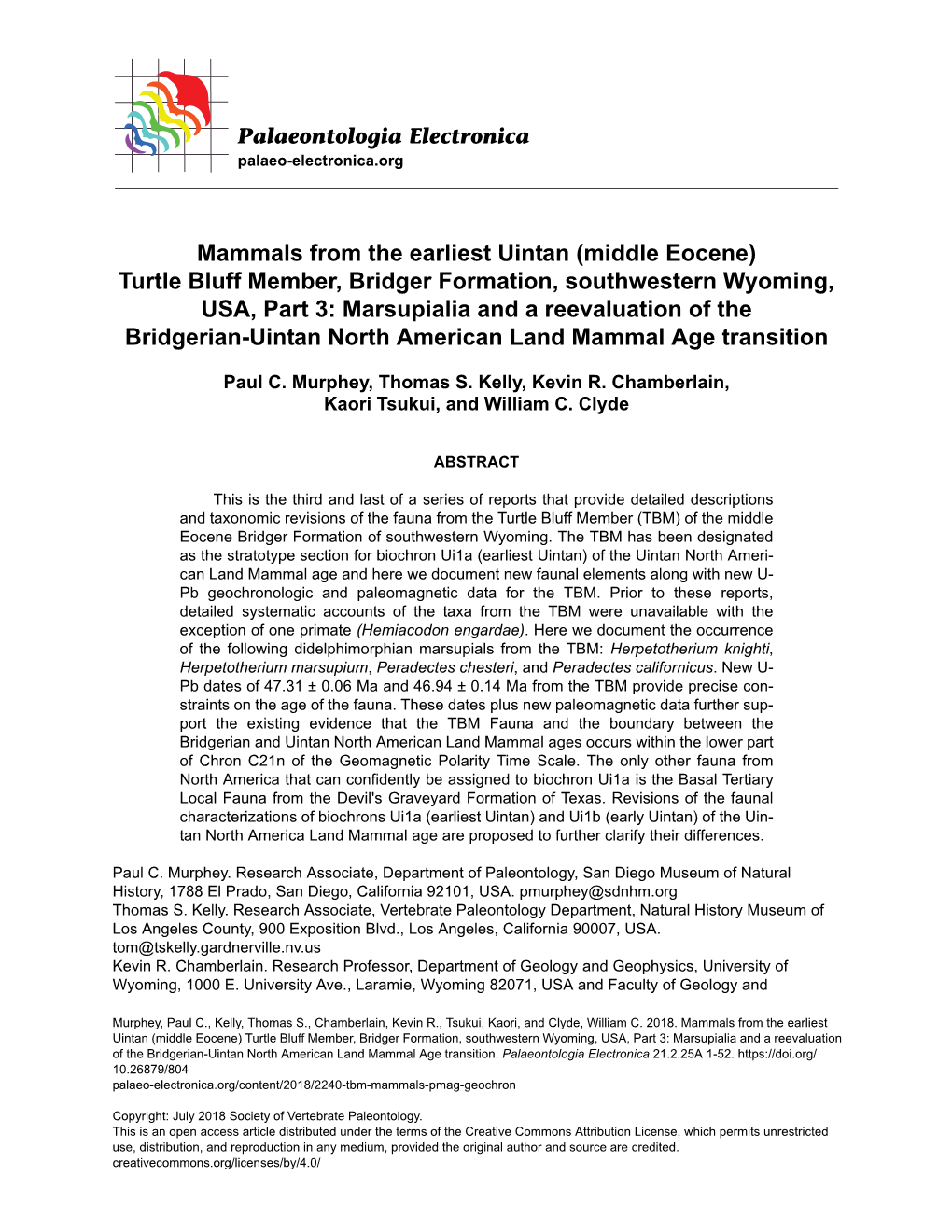 Mammals from the Earliest Uintan