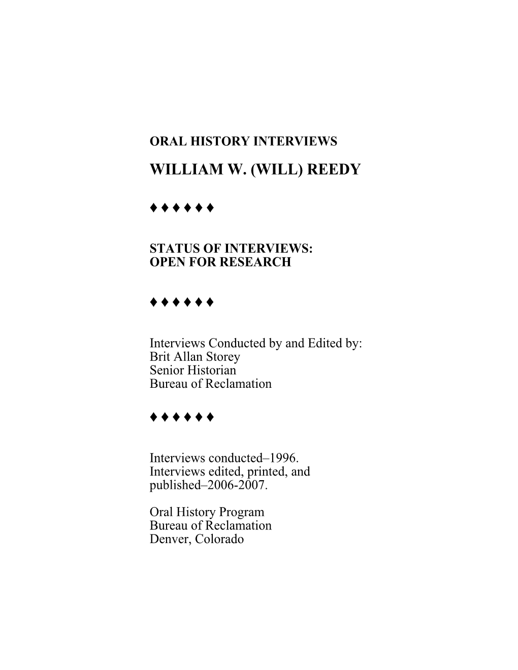 Reedy, William W