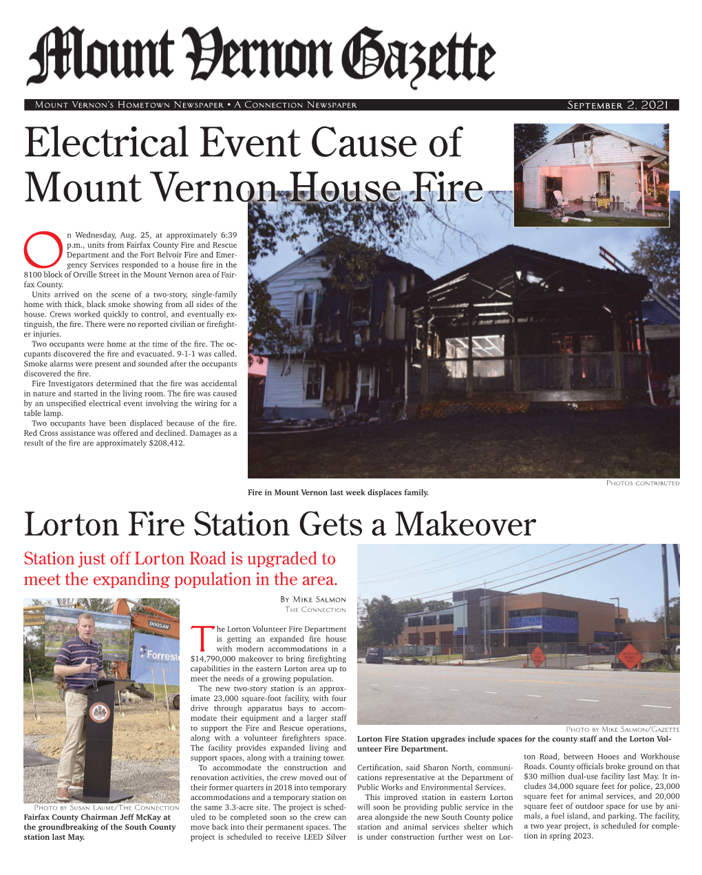 Electrical Event Cause of Mount Vernon House Fire