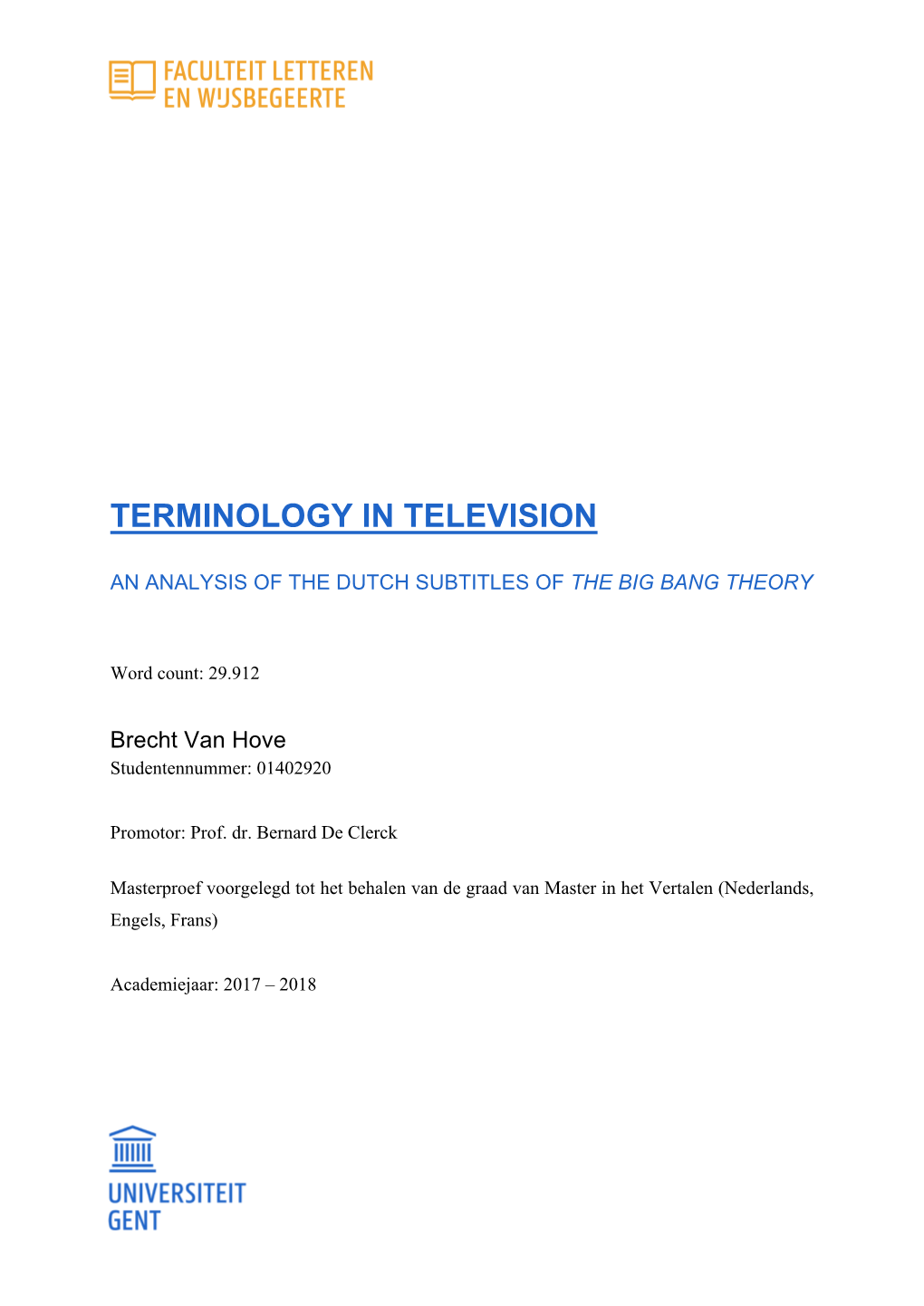Terminology in Television