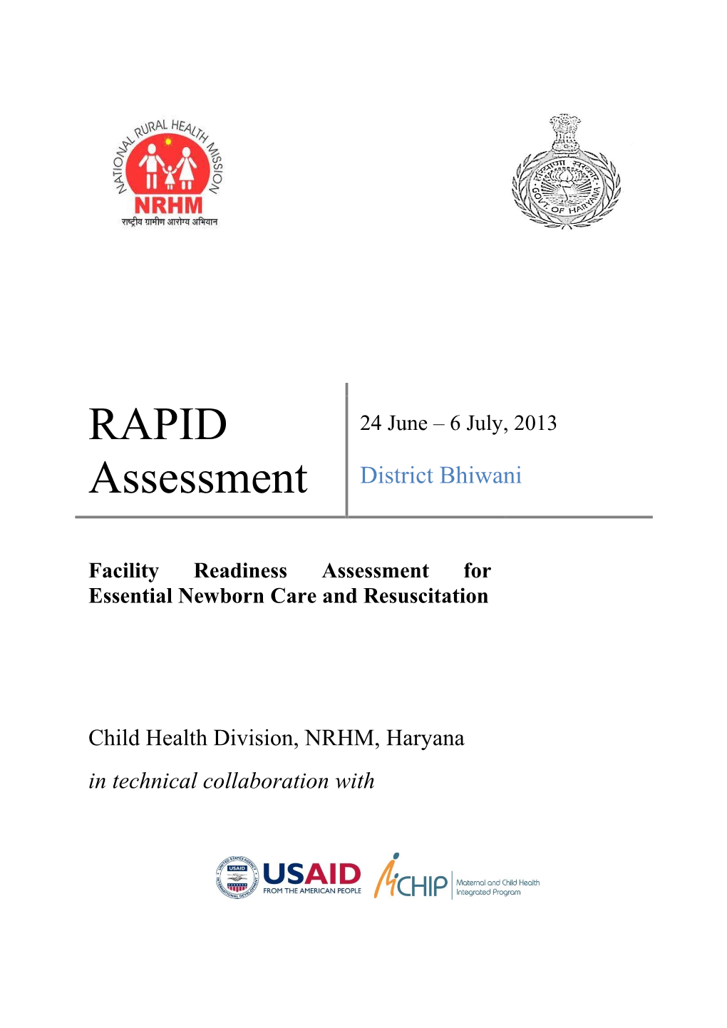 RAPID Assessment District Bhiwani