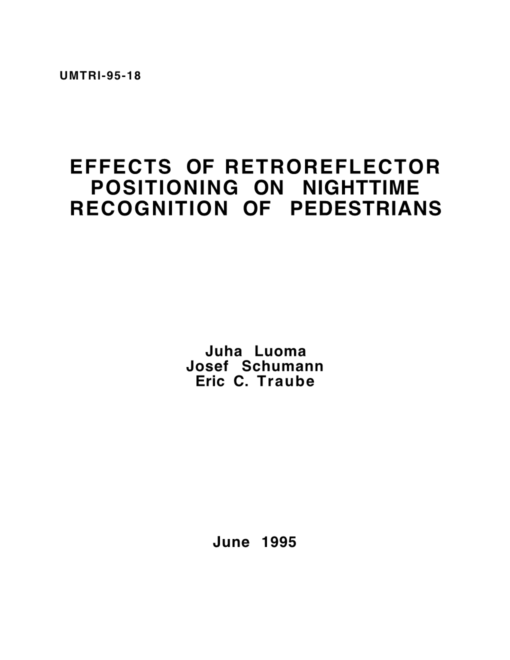 Effects of Retroreflector Positioning on Nighttime Recognition of Pedestrians