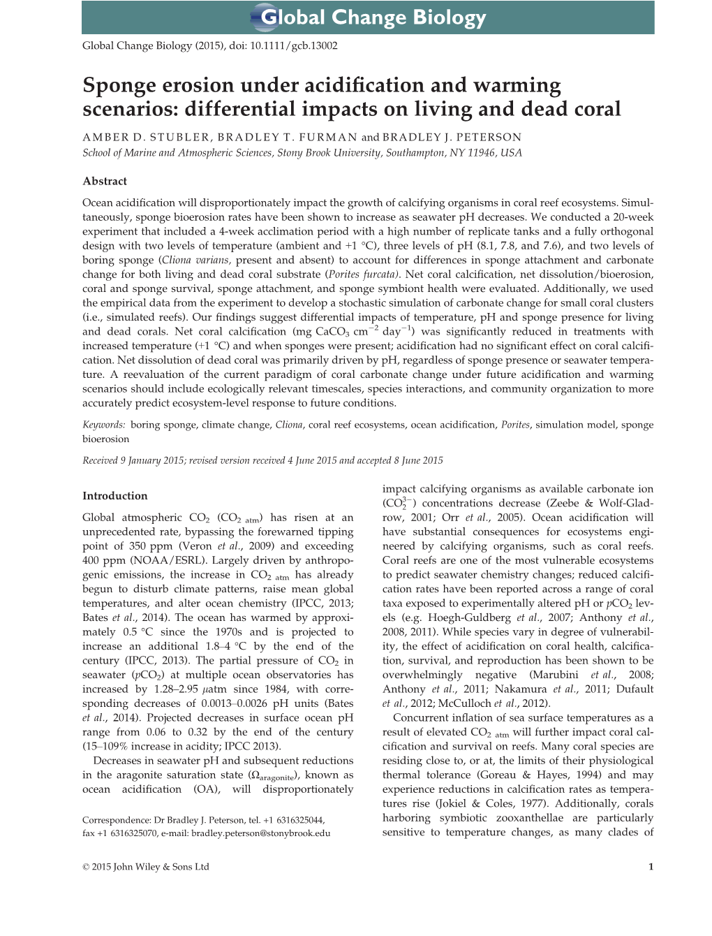 Sponge Erosion Under Acidification and Warming Scenarios