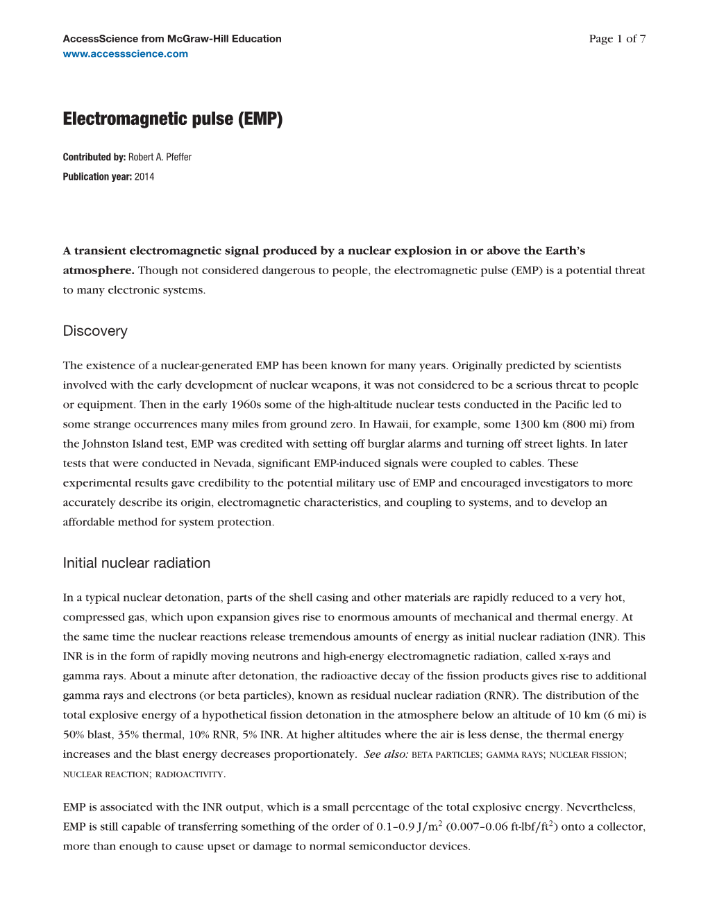 Electromagnetic Pulse (EMP)