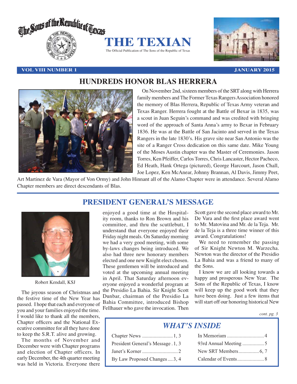 THE TEXIAN the Ofﬁcial Publication of the Sons of the Republic of Texas