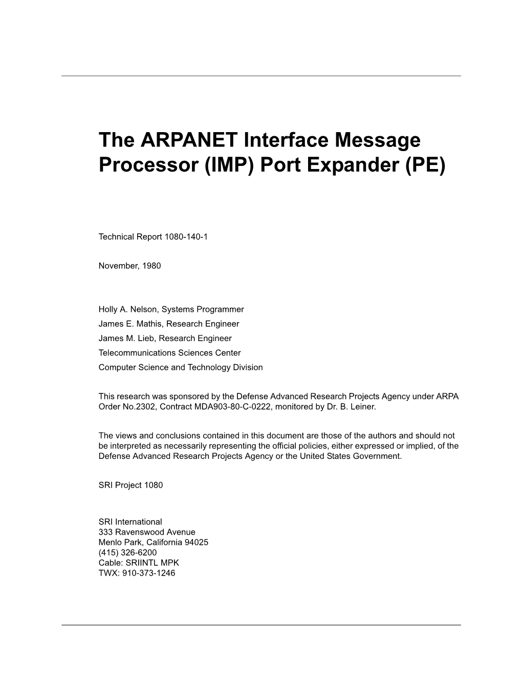 The ARPANET Interface Message Processor (IMP) Port Expander (PE)