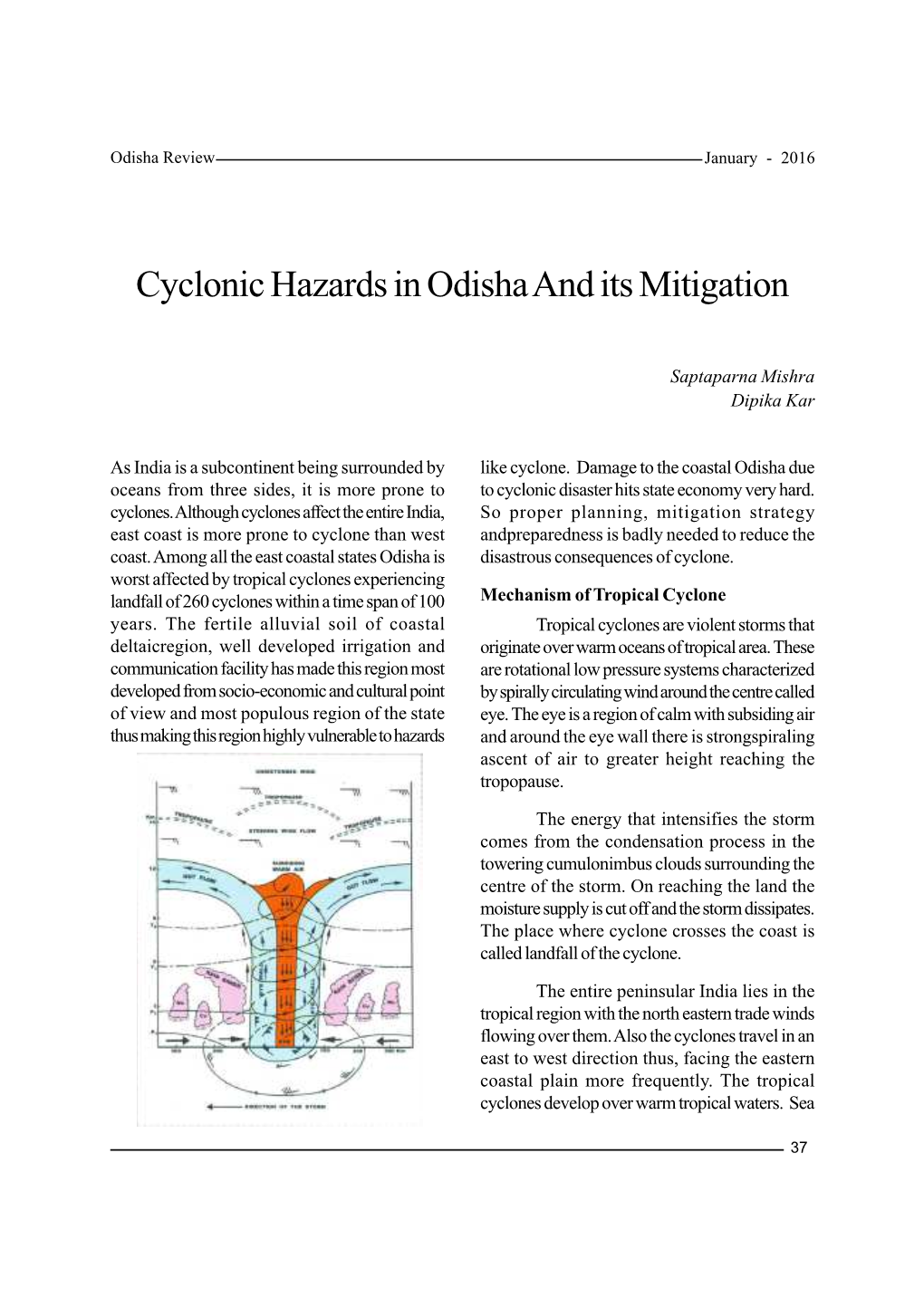 Cyclonic Hazards in Odisha and Its Mitigation