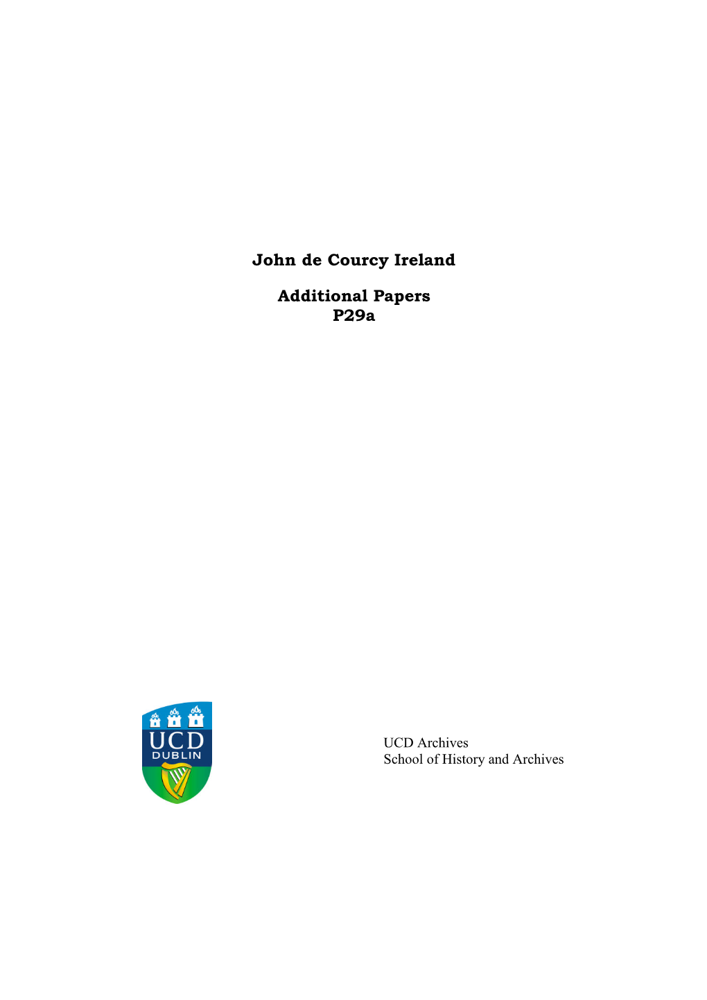 John De Courcy Ireland Additional Papers P29a