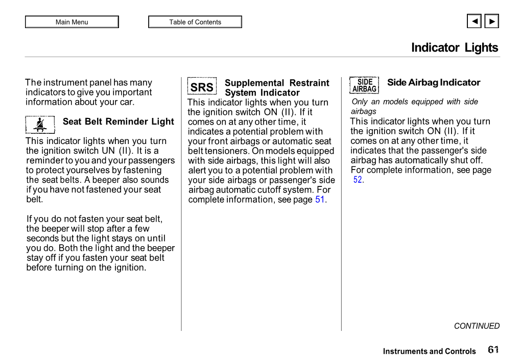 Indicator Lights