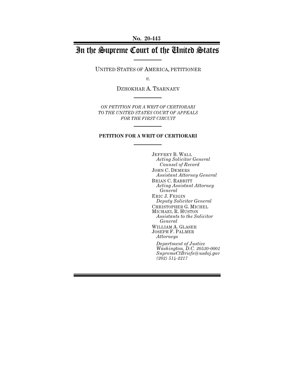 Petition for a Writ of Certiorari to the United States Court of Appeals for the First Circuit