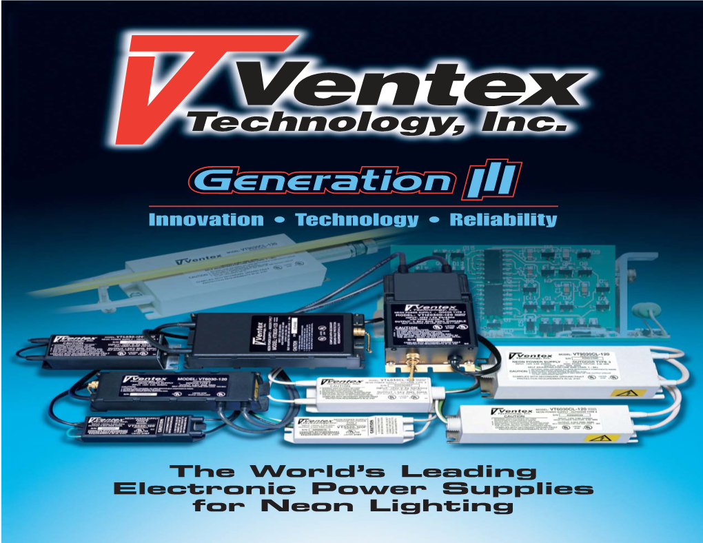 Ventex VT9030CL120 120V Neon Transformer Brochure