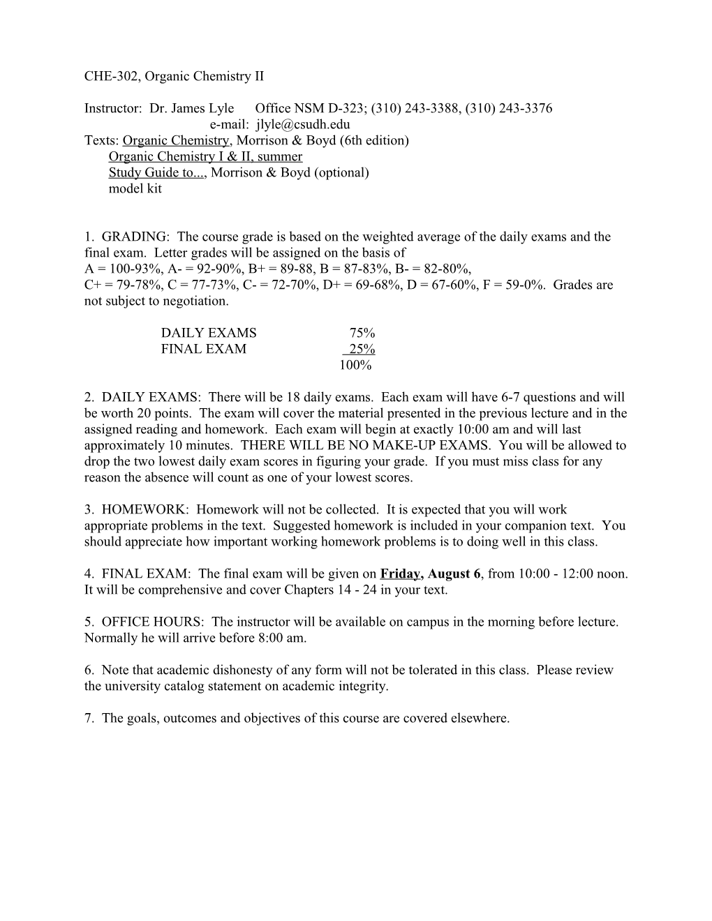 CHE-302, Organic Chemistry II