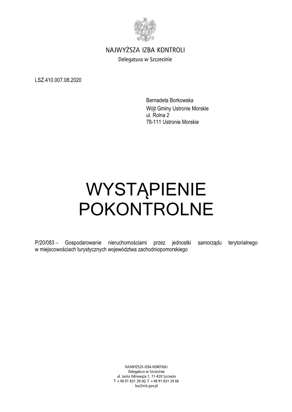 Wystąpienie Pokontrolne