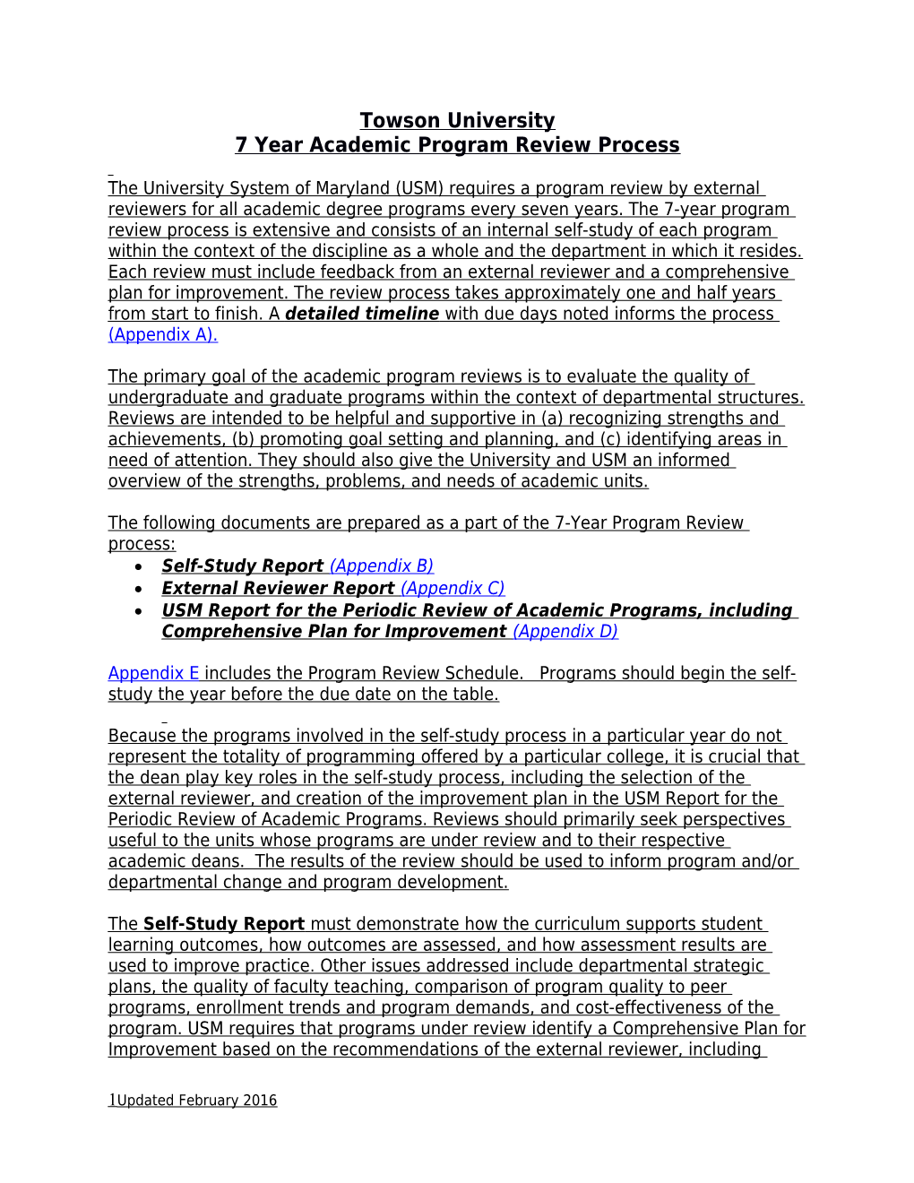 7 Year Academic Program Review Process