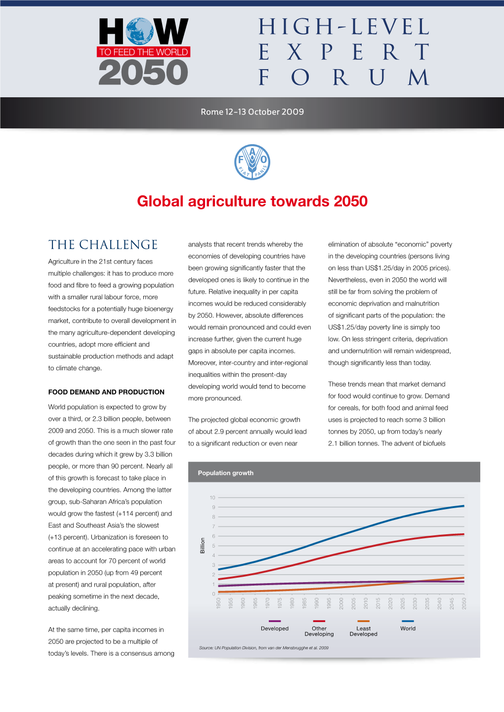 Global Agriculture Towards 2050