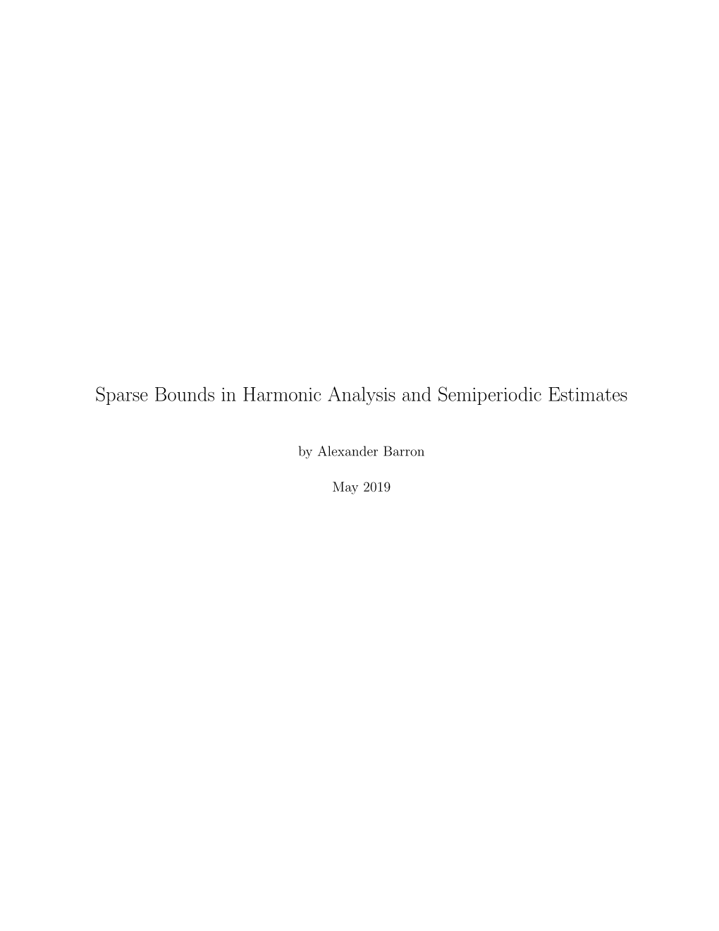 Sparse Bounds in Harmonic Analysis and Semiperiodic Estimates