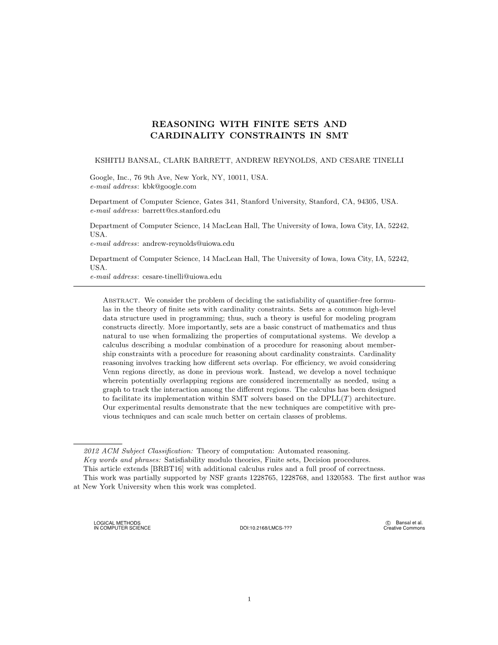 Reasoning with Finite Sets and Cardinality Constraints in Smt