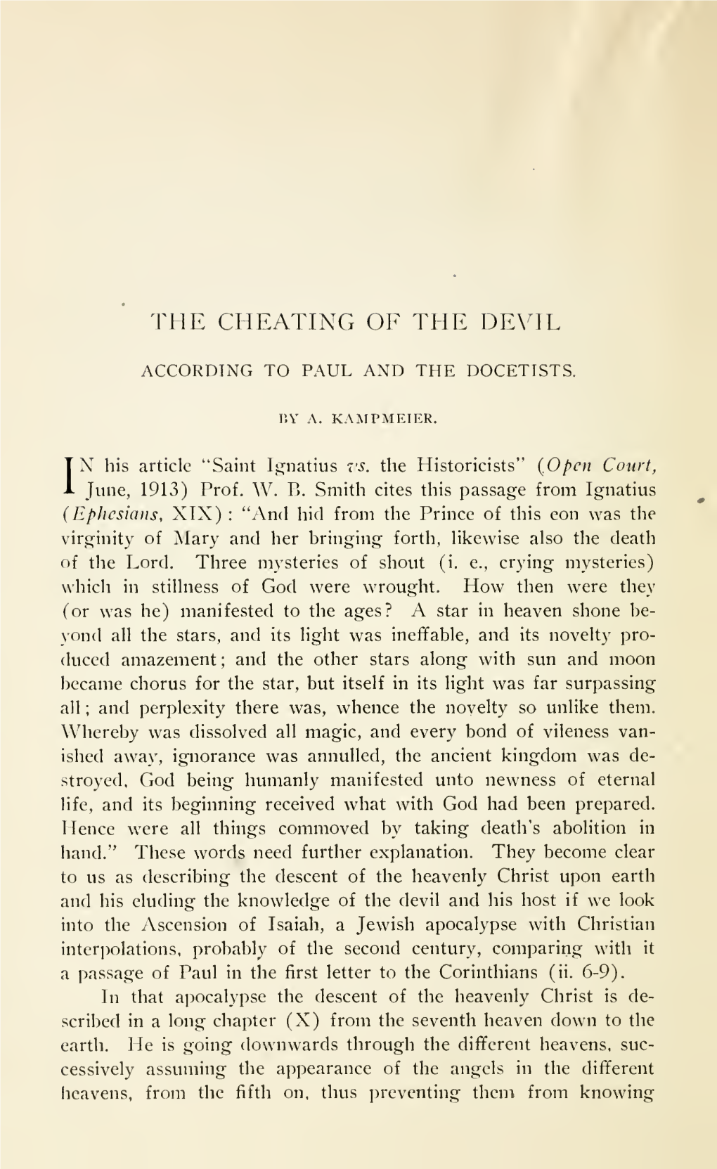 The Cheating of the Devil According to Paul and the Docetists